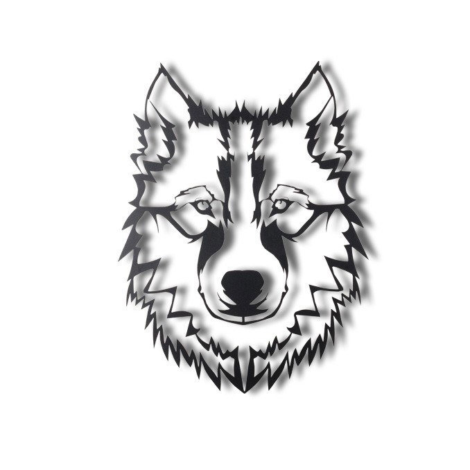 Wallity Wolf v11 Escultura de pared de metal negra